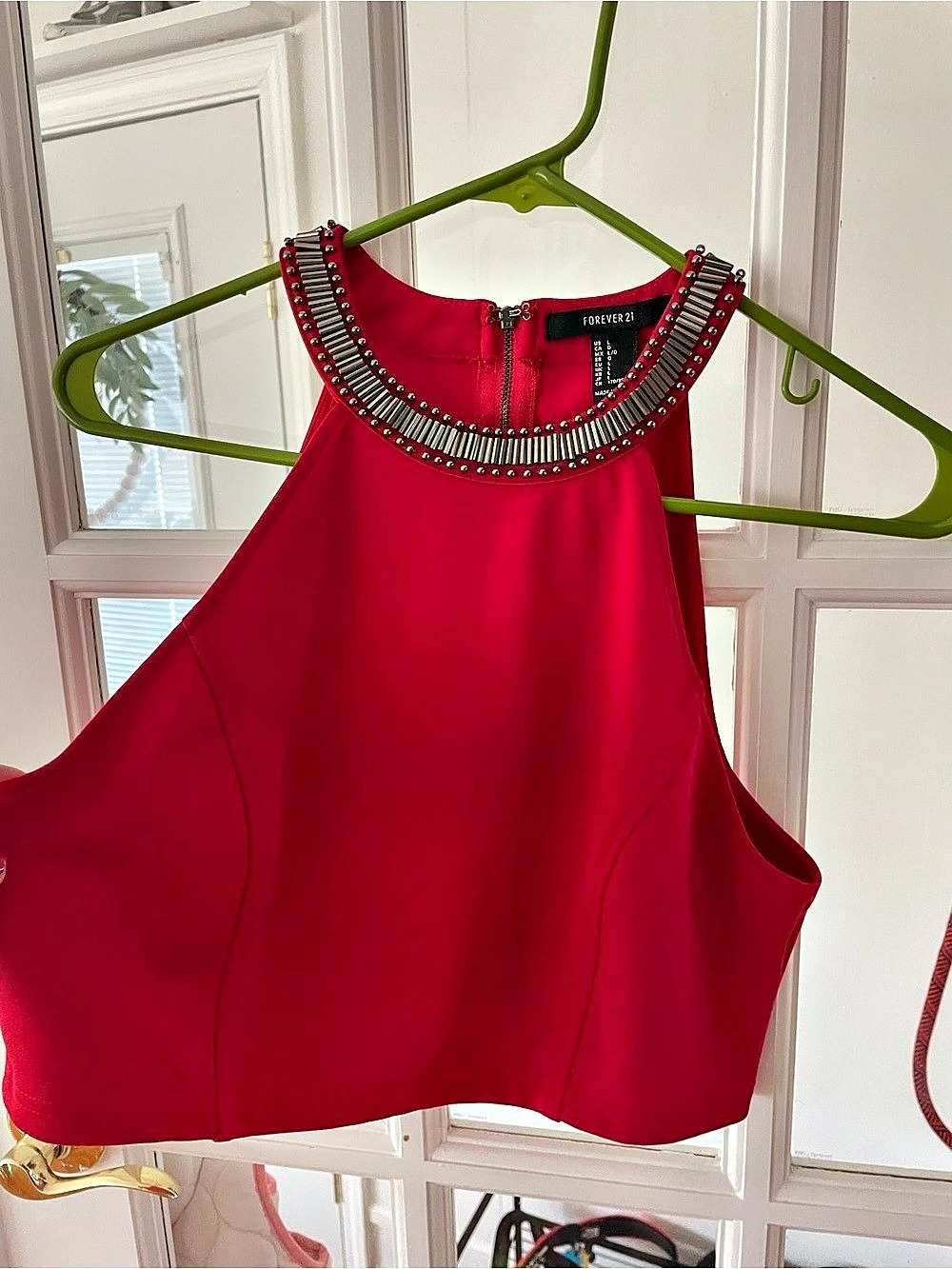 Forever 21 Embellished Neckline Tank Top in Pink Large Like New